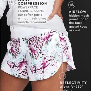 Athleta Floral Athletic Shorts - White and Blue